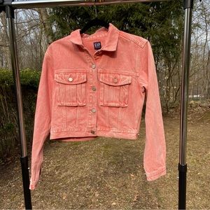 Gap cropped pink denim jacket